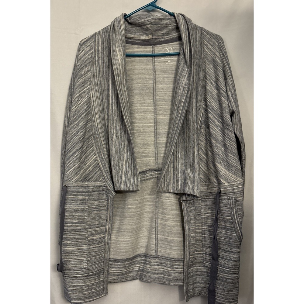 Women's NY & Co. Open Knit‎ Cardigan W/tie Heathered Blue & Gray XS